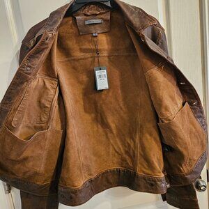 John Varvatos Alex Souvenir Genuine Sheepskin Jacket In Ecru Size 50